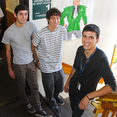 Students in residence hallway