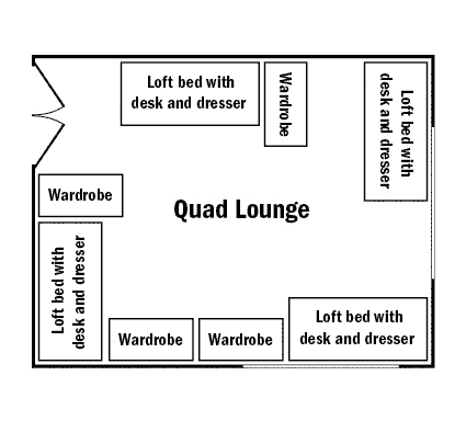 Floor plan for quad lounge