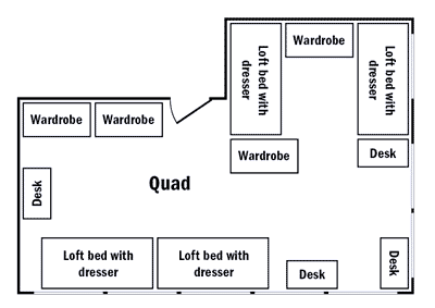 Floor plan for quad room