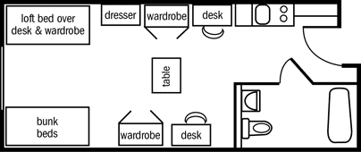 Triple room floor plan